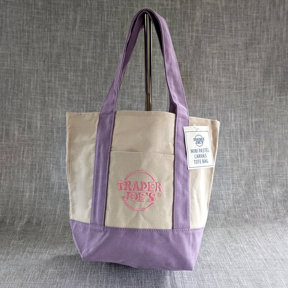 Trader Joe’s Lavender Mini Canvas Pastel Tote Bag, (Purple) 2026 -Brand NEW